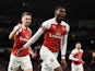 Ainsley Maitland-Niles celebrates scoring Arsenal's second goal against Rennes on March 14, 2019