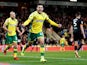 Norwich City's Emi Buendia celebrates scoring their second goal against Hull City on March 13, 2019