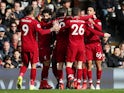 Sadio Mane celebrates with teammates after opening the scoring for Liverpool against Fulham on March 17, 2019