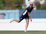Jack Leach during an England nets session on February 7, 2019