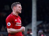 James Milner celebrates scoring from the spot for Liverpool on March 17, 2019