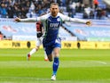 Wigan Athletic's Joe Garner celebrates scoring their first goal against Bolton Wanderers on March 16, 2019