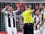Cristiano Ronaldo and Giorgio Chiellini dispute a disallowed goal against Atletico Madrid in the Champions League on March 12, 2019.