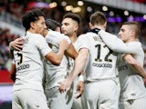 PSG players celebrate scoring against Dijon on March 12, 2019