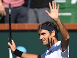 Roger Federer in action against Kyle Edmund at Indian Wells on March 14, 2019