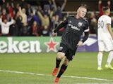 DC United forward Wayne Rooney (9) celebrates after scoring a goal against Real Salt Lake in the first half at Audi Field on March 17, 2019