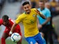 Alex Telles in action for Brazil on March 23, 2019