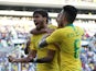 Brazil's Lucas Paqueta celebrates scoring against Panama on March 23, 2019