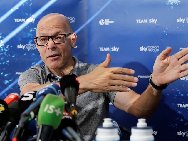 Dave Brailsford talks to the media on July 23, 2018