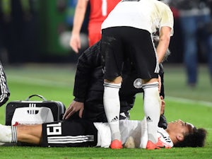 Germany's Leroy Sane lies injured on March 20, 2019