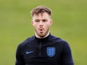 Jack Butland reacts during an England training session on March 19, 2019