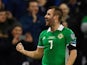 Northern Ireland's Niall McGinn celebrates scoring their first goal against Estonia on March 21, 2019
