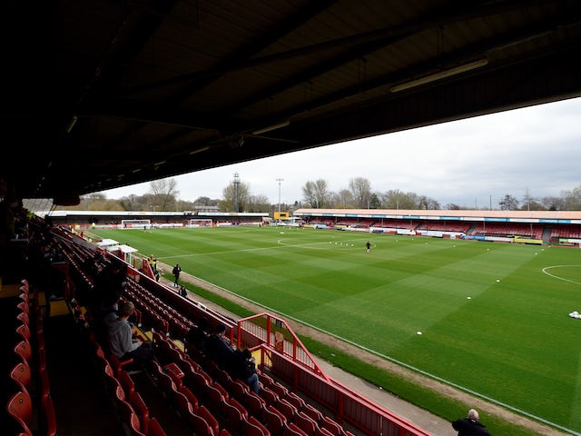 General view of Crawley Town's Broadfield Stadium from March 2019