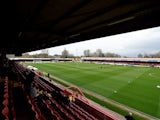 General view of Crawley Town's Broadfield Stadium from March 2019