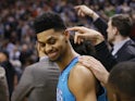 Jeremy Lamb reacts to a replay of his incredible winning shot for the Charlotte Hornets on March 24, 2019