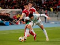 Morocco's Noussair Mazraoui in action with Argentina's Marcos Acuna during the international friendly on March 26, 2019