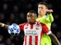 PSV Eindhoven's Steven Bergwijn in action with Barcelona's Clement Lenglet during a Champions League clash in November 2018