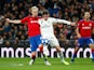 Real Madrid's Federico Valverde in action with CSKA Moscow's Hordur Magnusson during a Champions League clash in December 2018