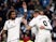 Marcelo joins in the celebrations with Real Madrid teammate Karim Benzema following the French striker's goal against Huesca on Mach 31, 2019