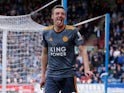 Jamie Vardy gets his tongue out after scoring for Leicester City on April 6, 2019