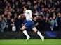 Son Heung-min celebrates scoring Spurs' first ever league goal at their new stadium on April 3, 2019