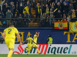 Villarreal striker Carlos Bacca celebrates scoring against Barcelona on April 2, 2019
