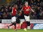 Scott McTominay celebrates scoring for Manchester United against Wolverhampton Wanderers in the Premier League on April 2, 2019.