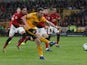 Wolverhampton Wanderers' Diogo Jota nets against Manchester United in the Premier League on April 2, 2019.