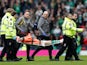 Celtic's Ryan Christie is stretchered off after sustaining an injury against Aberdeen on April 14, 2019