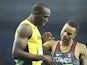 Andre De Grasse with Usian Bolt at 2016 Olympic Games in Rio de Janeiro.