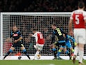 Lucas Torreira's shot deflects in off Kalidou Koulibaly as Arsenal double their lead against Napoli on April 11, 2019