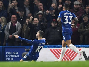 Hazard scores brace to lift Chelsea up to third