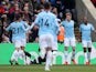 Manchester City celebrate opening the scoring against Crystal Palace in the Premier League on April 14, 2019.