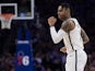 Brooklyn Nets guard D'Angelo Russell (1) reacts to a score against the Philadelphia 76ers during the third quarter in game one of the first round of the 2019 NBA Playoffs at Wells Fargo Center on April 14, 2019