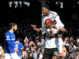 Fulham's Ryan Babel celebrates scoring against Everton on April 13, 2019