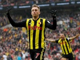 Watford's Gerard Deulofeu celebrates scoring against Wolves in the FA Cup semi-final on April 7, 2019