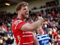 Gloucester's Henry Purdy celebrates after scoring a try against Bath on April 13, 2019