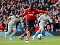 Manchester United's Paul Pogba scores against West Ham United in the Premier League on April 13, 2019