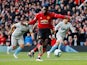 Manchester United's Paul Pogba scores against West Ham United in the Premier League on April 13, 2019