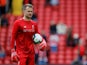 Simon Mignolet warms up for Liverpool on September 22, 2018