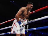 Amir Khan after a low blow shot from Terence Crawford on April 21, 2019