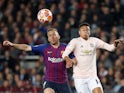 Barcelona's Arthur and Manchester United's Jesse Lingard battle for the ball in the Champions League on April 16, 2019