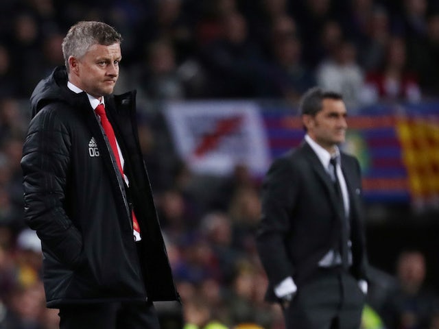 Manchester United boss Ole Gunnar Solskjaer looks on during the Champions League clash with Barcelona on April 16, 2019