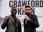 Terence Crawford and Amir Khan pose on April 17, 2019