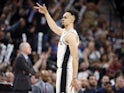 San Antonio Spurs point guard Derrick White (4) reacts after his three point basket against the Denver Nuggets in game three of the first round of the 2019 NBA Playoffs at AT&T Center on April 19, 2019