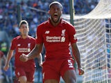 Georginio Wijnaldum opens the scoring during the Premier League game between Cardiff City and Liverpool on April 21, 2019