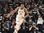 Giannis Antetokounmpo in action for the Bucks on April 14, 2019