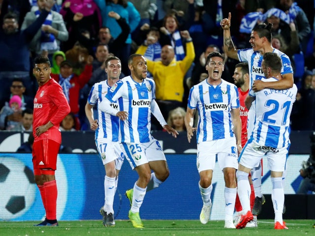 Jonathan Silva celebrates opening the scoring for Leganes in their La Liga clash with Real Madrid on April 15, 2019