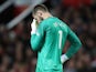 Manchester United goalkeeper David de Gea reacts after his howler against Manchester City on April 24, 2019