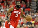 James Harden in action for the Houston Rockets on April 25, 2019